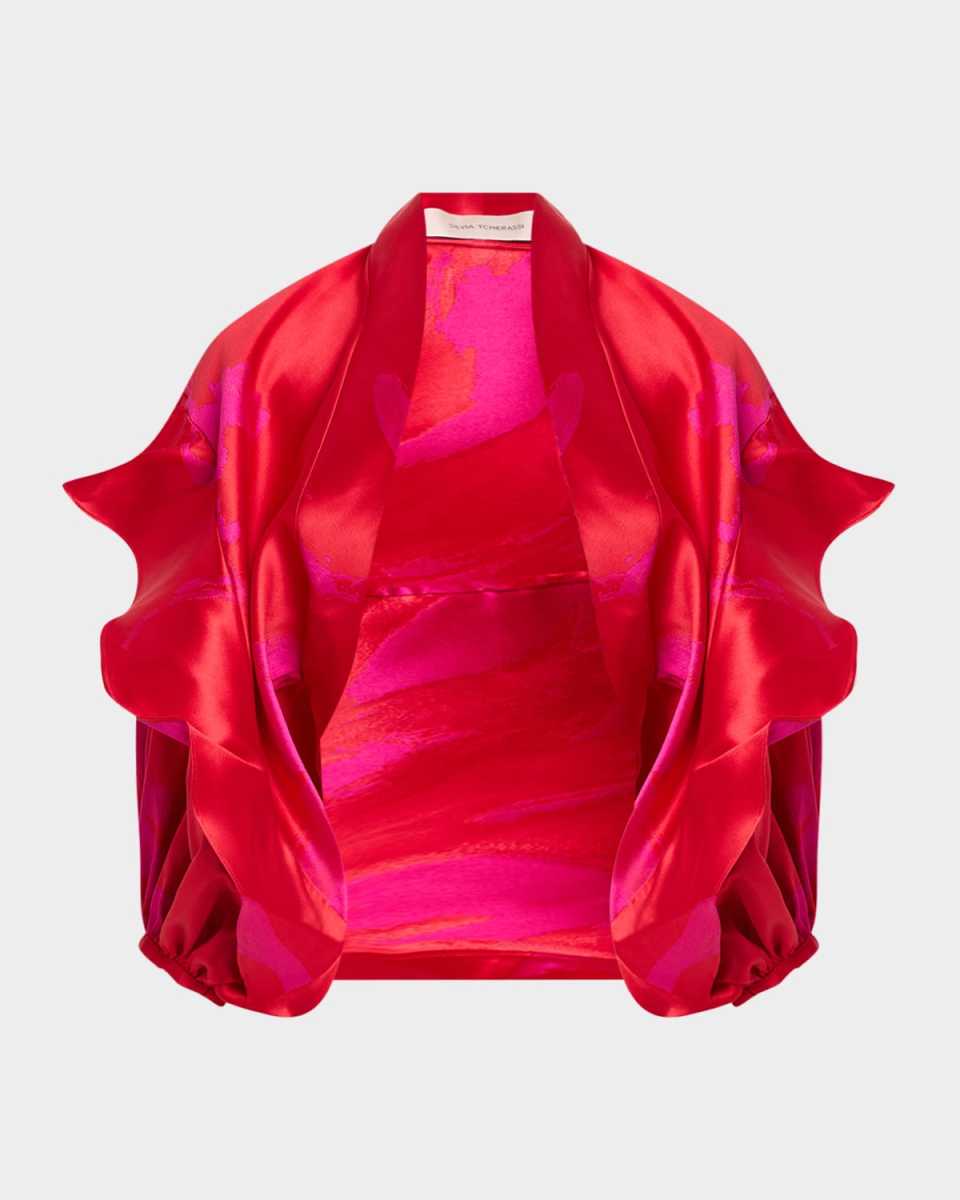 Aleen Ruffle Balloon-Sleeve Shrug